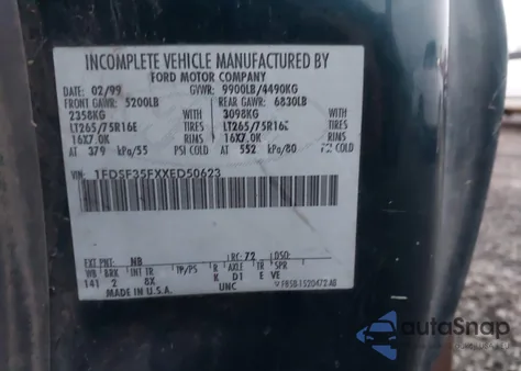 1999 Ford F-350 Lariat/Xl/Xlt from USA, damaged, VIN 1FDSF35FXXED50623